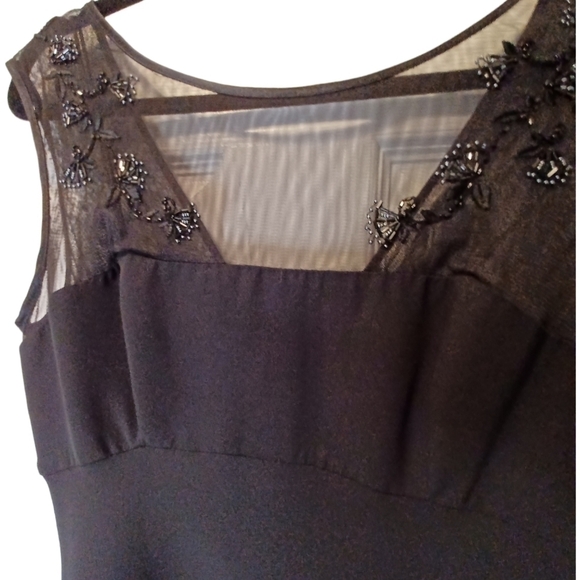 EVAN Picone Black Beaded Illusion Neckline Dress - Picture 3 of 8